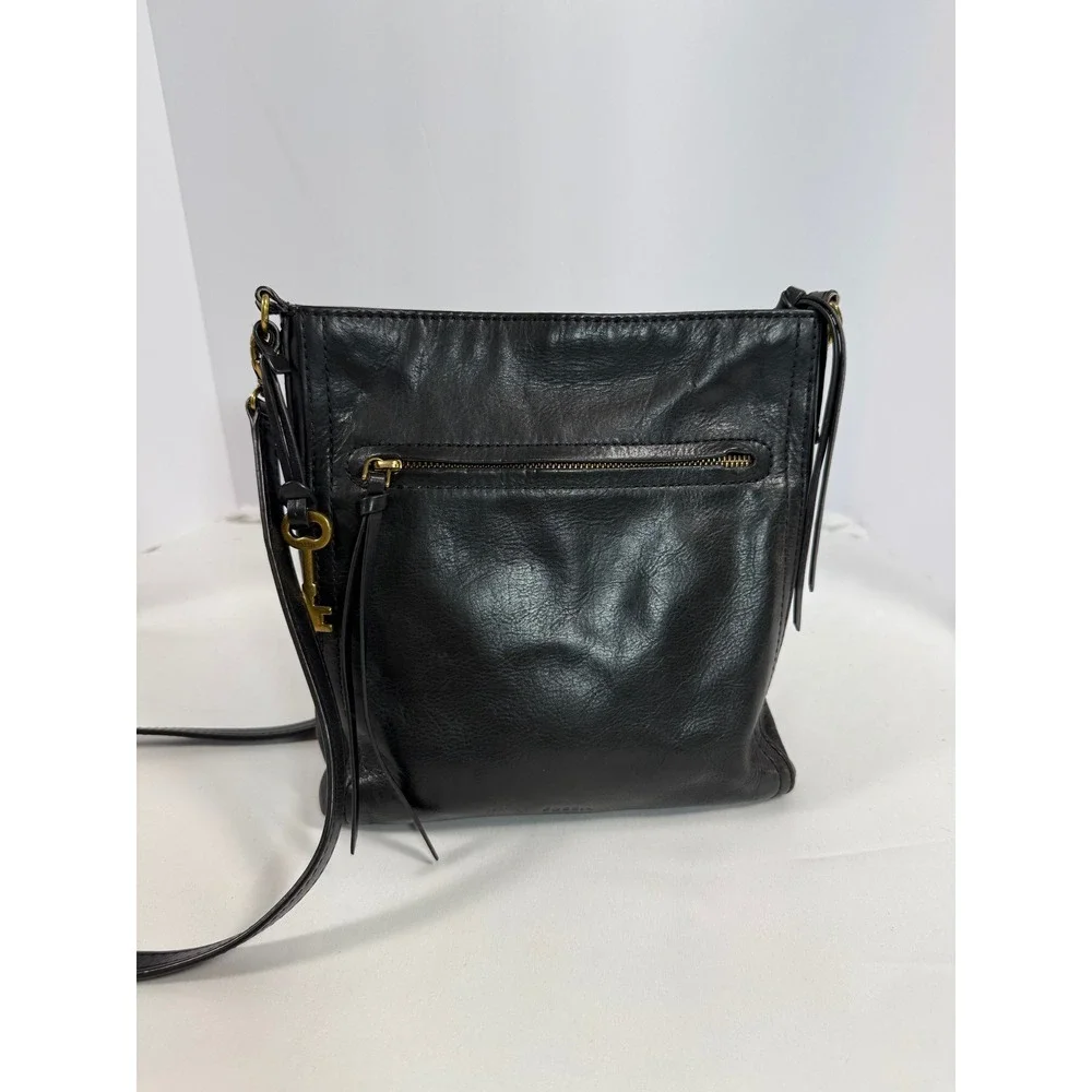 Fossil Black Leather Crossbody Bag ZB5403 Maya Small Hobo Messenger Bag